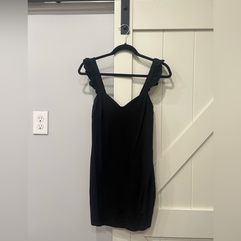 Black Ruffle Strap Dress